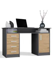 Biurko z szufladami antracyt + dąb artisan - Ulfo 3X w sklepie Edinos.pl