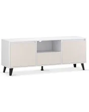 Minimalistyczna szafka RTV biały + kaszmir - Bilgo 9X w sklepie Edinos.pl