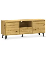 Minimalistyczna szafka pod telewizor z szufladą dąb artisan - Bilgo 9X w sklepie Edinos.pl