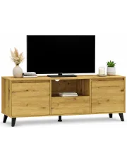 Minimalistyczna szafka pod telewizor z szufladą dąb artisan - Bilgo 9X w sklepie Edinos.pl