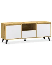 Szafka pod telewizor na nóżkach dąb artisan + biały - Bilgo 9X w sklepie Edinos.pl