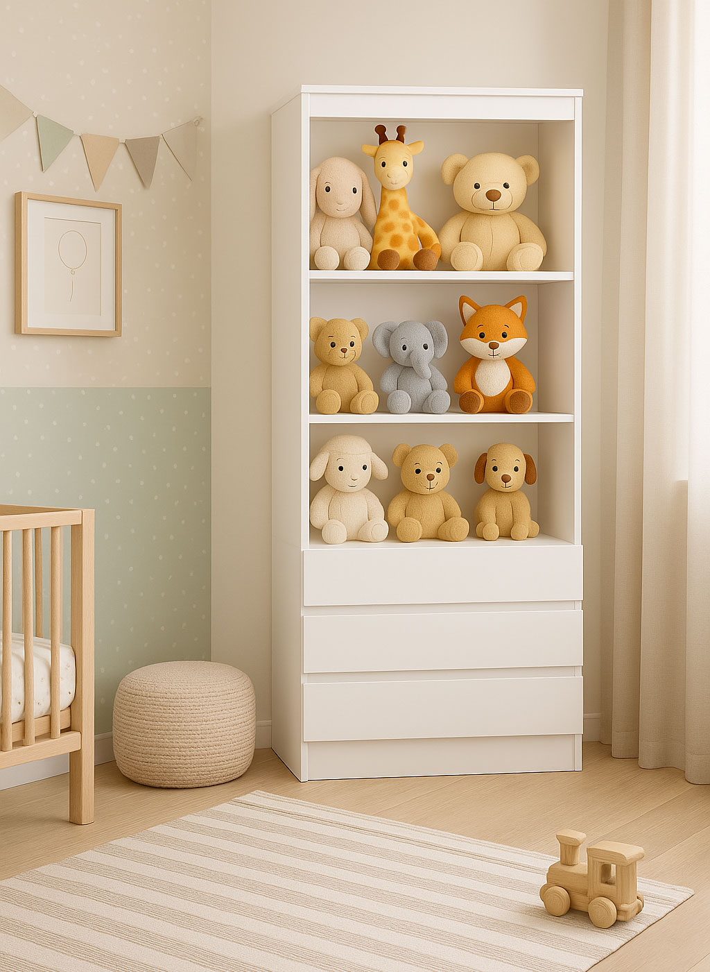 Aranżacja pokoju dziecięcego z regałem na zabawki Chamat 3X