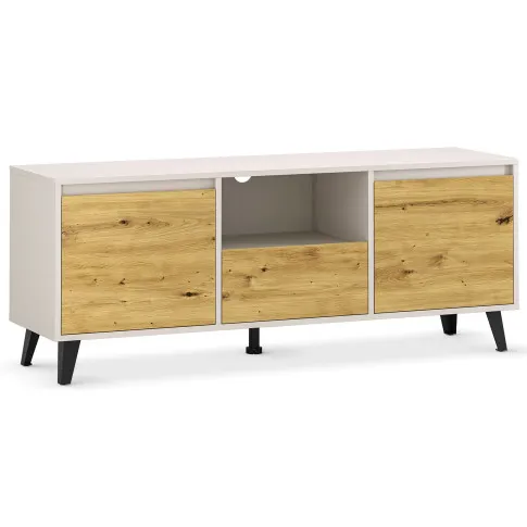 Minimalistyczna szafka RTV kaszmir + dąb artisan Bilgo 9X