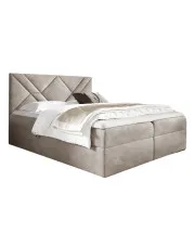 Kremowe welurowe łóżko kontynentalne 5 rozmiarów - Velvaro w sklepie Edinos.pl