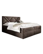 Brązowe łóżko kontynentalne z pojemnikiem 5 rozmiarów - Velvaro w sklepie Edinos.pl