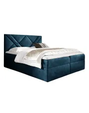 Granatowe welurowe łóżko kontynentalne 5 rozmiarów - Velvaro w sklepie Edinos.pl