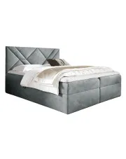 Szare łóżko kontynentalne z zagłówkiem 5 rozmiarów - Velvaro w sklepie Edinos.pl