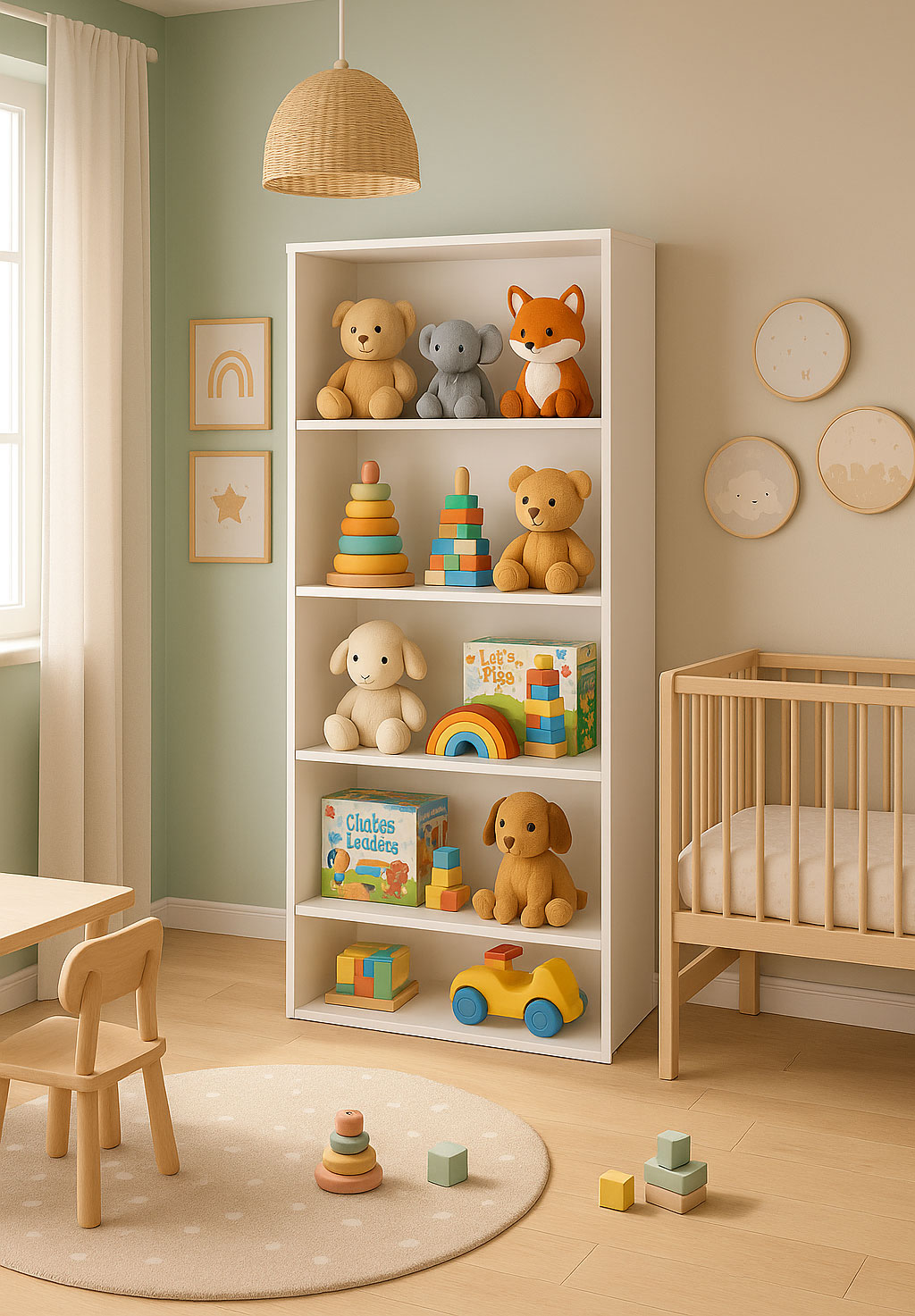 Aranżacja pokoju dziecięcego z regałem na zabawki Fawios 4X