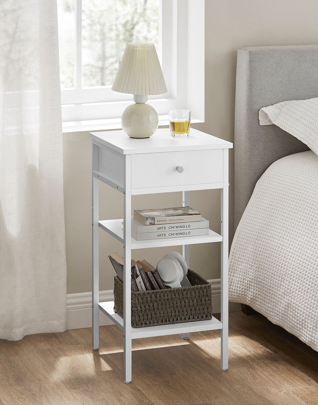 wizualizacja białej szafki nocnej 