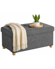 Szara prostokątna pufa ze schowkiem - Dolexo 4X w sklepie Edinos.pl