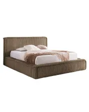 Brązowe łóżko sztruksowe z USB 5 rozmiarów - Cordelio w sklepie Edinos.pl