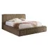 Brązowe łóżko sztruksowe z USB 5 rozmiarów - Cordelio