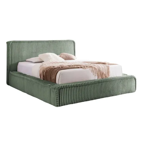 Ciemnozielone łóżko z USB Cordelio