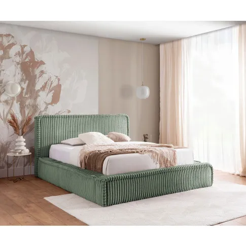 Aranżacja wnętrza z ciemnozielonym lozkiem Cordelio