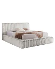 Jasnoszare sztruksowe łóżko z wejściem USB 5 rozmiarów - Cordelio w sklepie Edinos.pl