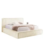 Kremowe sztruksowe łóżko tapicerowane 5 rozmiarów - Cordelio w sklepie Edinos.pl