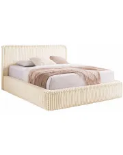 Kremowe sztruksowe łóżko tapicerowane 5 rozmiarów - Cordelio w sklepie Edinos.pl