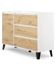 Skandynawska komoda z szafką i szufladami biały + dąb artisan - Bilgo 3X w sklepie Edinos.pl