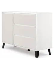 Komoda z szafką i szufladami do salonu biały + kaszmir - Bilgo 3X w sklepie Edinos.pl