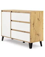 Skandynawska komoda z 3 szufladami dąb artisan + biały - Bilgo 3X w sklepie Edinos.pl