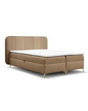 Beżowe łóżko kontynentalne z zagłówkiem 4 rozmiary - Averell w sklepie Edinos.pl