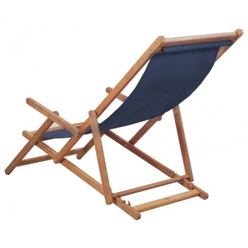 Szczegółowe zdjęcie nr 6 produktu Granatowy drewniany leżak plażowy - Kane