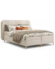 Kremowe welurowe łóżko z pojemnikami 4 rozmiary - Averell w sklepie Edinos.pl