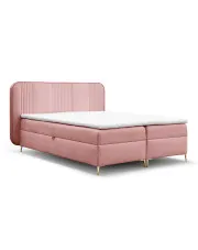 Różowe łóżko kontynentalne tapicerowane welurem 4 rozmiary - Averell w sklepie Edinos.pl