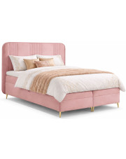 Różowe łóżko kontynentalne tapicerowane welurem 4 rozmiary - Averell w sklepie Edinos.pl