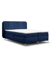 Granatowe welurowe łóżko kontynentalne 4 rozmiary - Averell w sklepie Edinos.pl