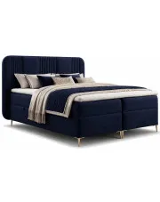 Granatowe welurowe łóżko kontynentalne 4 rozmiary - Averell w sklepie Edinos.pl