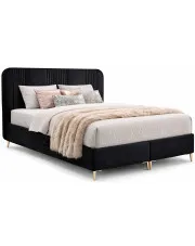Czarne welurowe łóżko z pojemnikiem 4 rozmiary - Averell w sklepie Edinos.pl