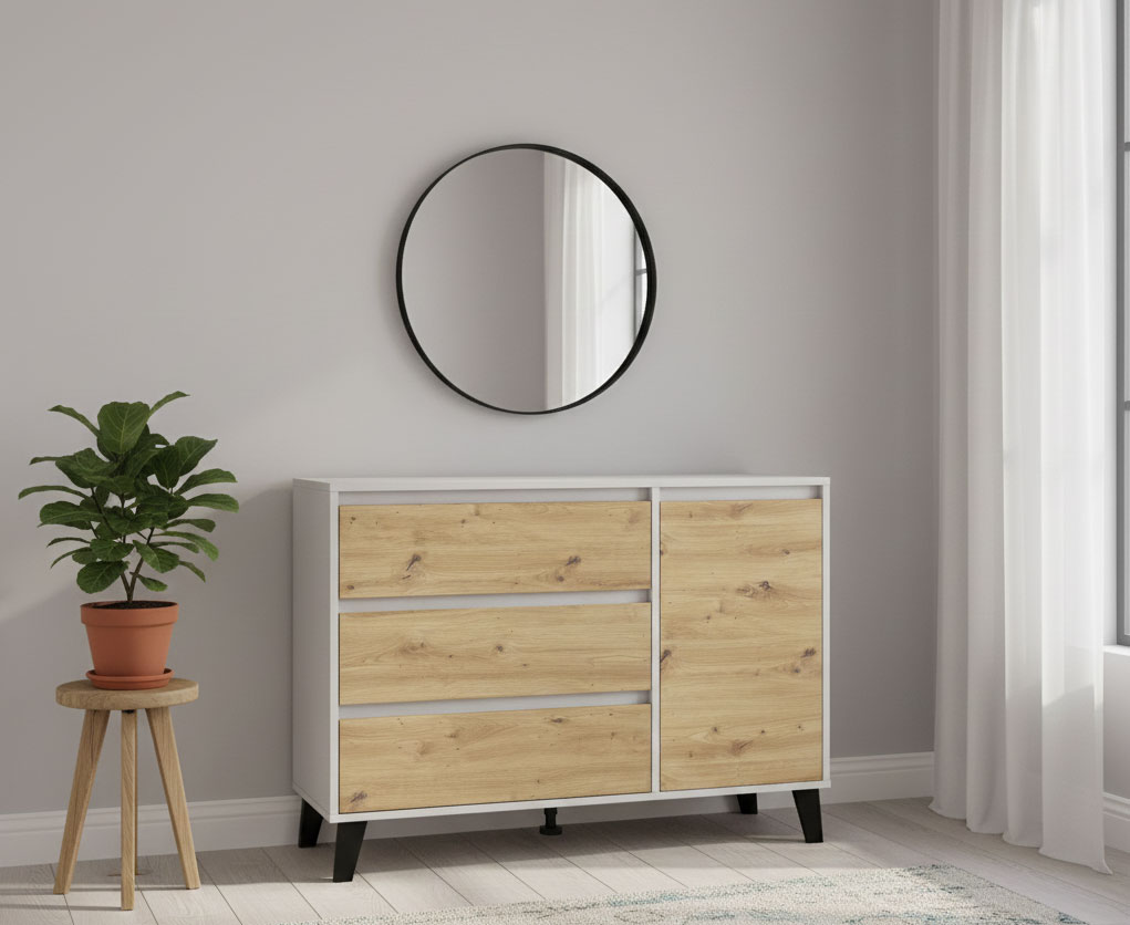 Salon z komodą Bilgo 3X kaszmir dąb artisan