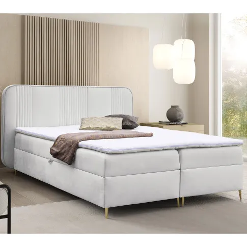 Aranżacja wnętrza z jasnoszarym lozkiem Averell