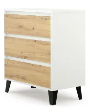 Minimalistyczna komoda z 3 szufladami biały + dąb artisan - Bilgo 4X w sklepie Edinos.pl