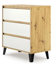 Minimalistyczna komoda na nóżkach dąb artisan + biały - Bilgo 4X w sklepie Edinos.pl