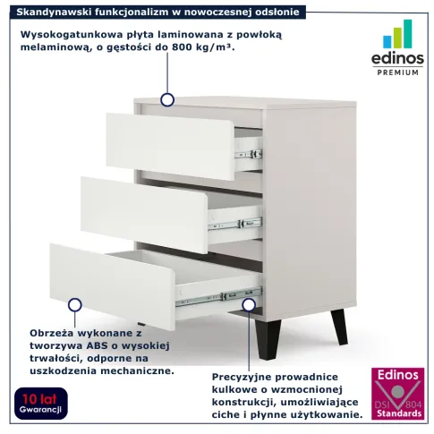 Komoda skandynawska Bilgo 4X kaszmir + biały