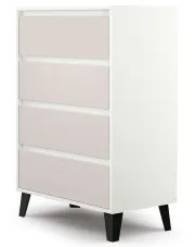 Komoda z 4 szufladami na czarnych nóżkach biały + kaszmir - Bilgo 5X w sklepie Edinos.pl