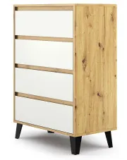 Minimalistyczna komoda na czarnych nóżkach dąb artisan + biały - Bilgo 5X w sklepie Edinos.pl