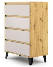 Skandynawska komoda na ubrania dąb artisan + kaszmir - Bilgo 5X w sklepie Edinos.pl