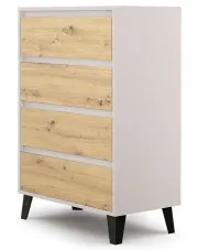 Komoda na czarnych nóżkach kaszmir + dąb artisan - Bilgo 5X w sklepie Edinos.pl