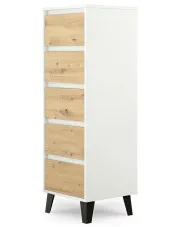 Wąska komoda z 5 szufladami biały + dąb artisan - Bilgo 6X w sklepie Edinos.pl