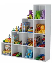 Biały schodkowy regał na zabawki - Cesaro 5X w sklepie Edinos.pl