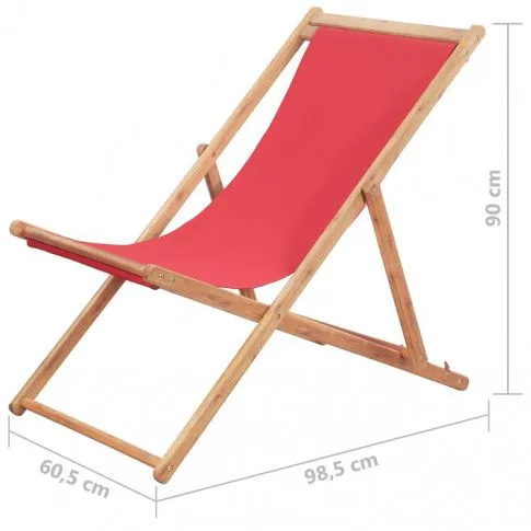 Szczegółowe zdjęcie nr 10 produktu Czerwony leżak plażowy - Inglis 2X