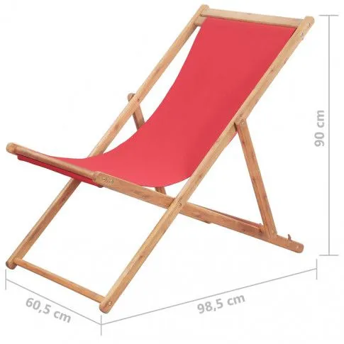 Szczegółowe zdjęcie nr 10 produktu Czerwony leżak plażowy - Kane 2X