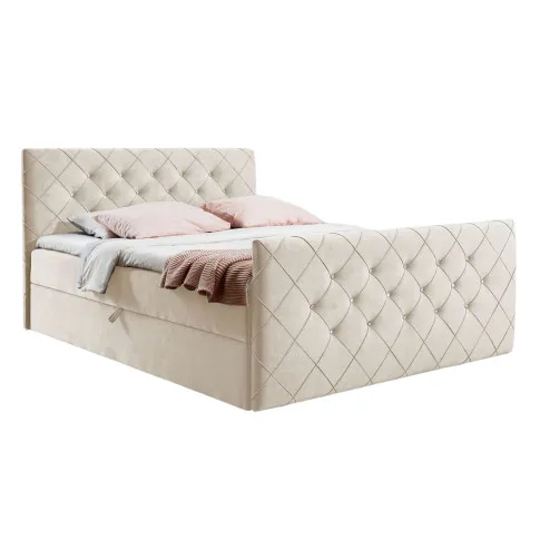 Jasnobeżowe łóżko welurowe Celivera