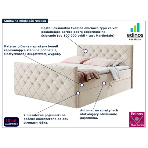 Kontynentalne łóżko jasnobeżowe Celivera