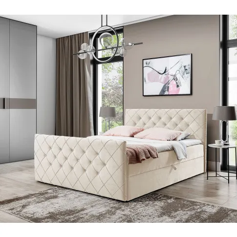 Aranżacja wnętrza z jasnobeżowym łóżkiem Celivera