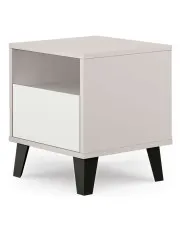 Skandynawski stolik nocny na czarnych nóżkach kaszmir + biały - Bilgo 7X w sklepie Edinos.pl