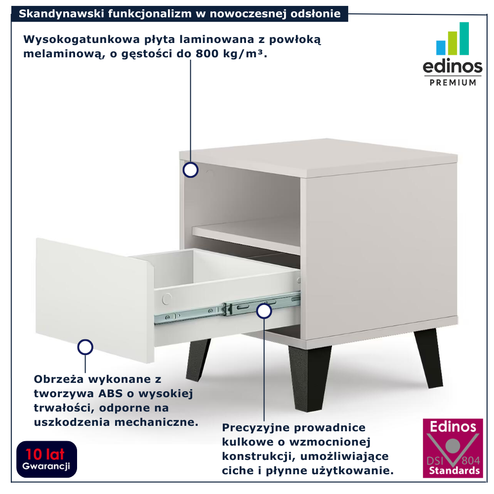 Szafka nocna skandynawska Bilgo 7X kaszmir + biały